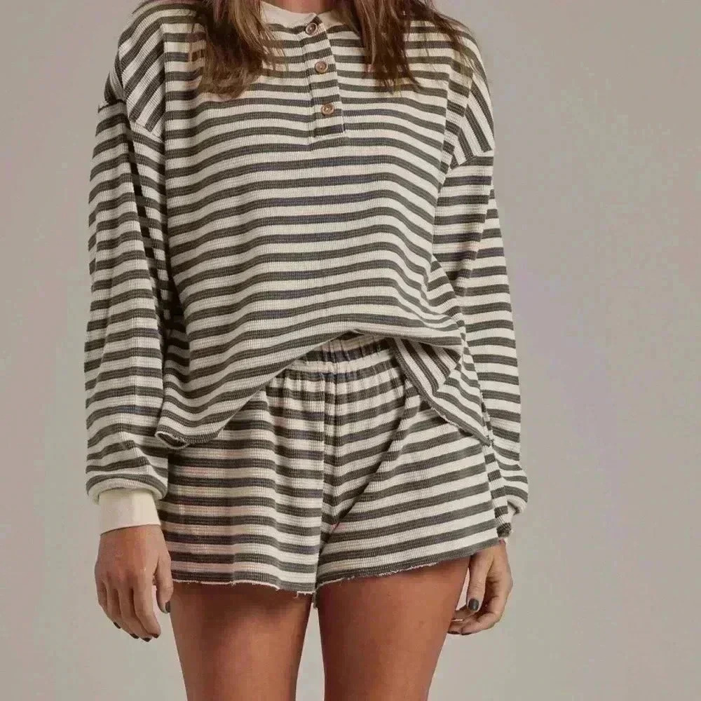 RYLEE + CRU  Striped Waffle Knit Shorts High Rise  Size Small - Picture 6 of 7